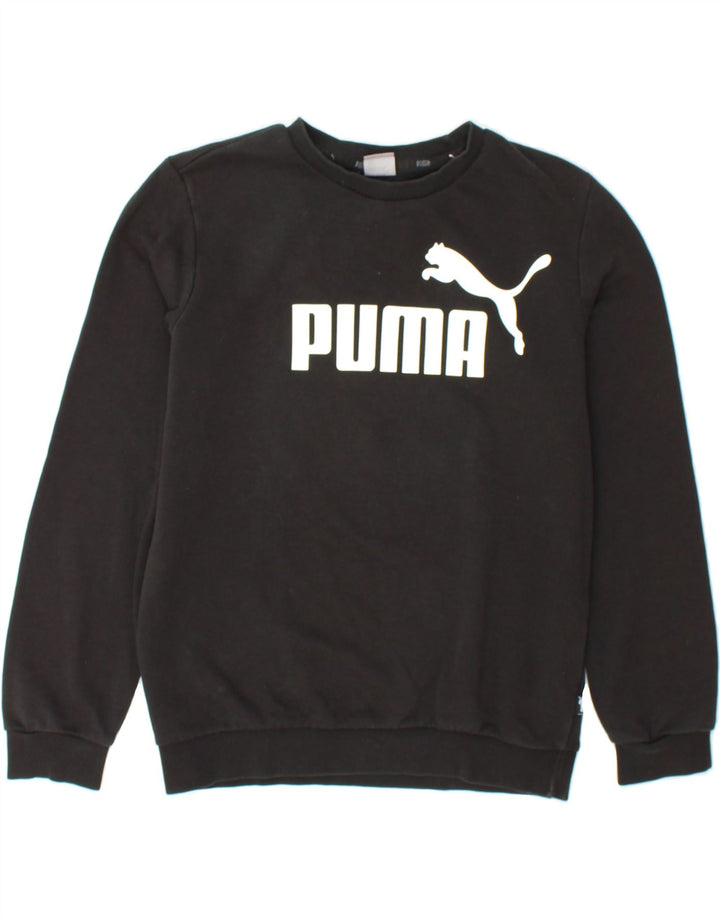 PUMA Boys Graphic Sweatshirt Jumper 13-14 Years Black Vintage Puma and Second-Hand Puma from Messina Hembry 