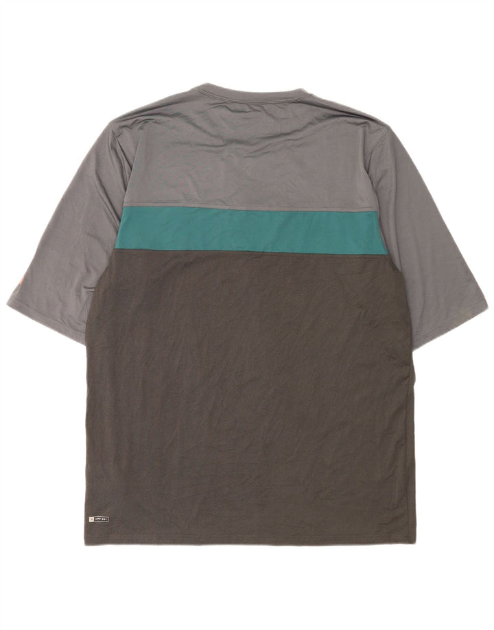RIP CURL Mens T-Shirt Top 2XL Grey Colourblock Polyester