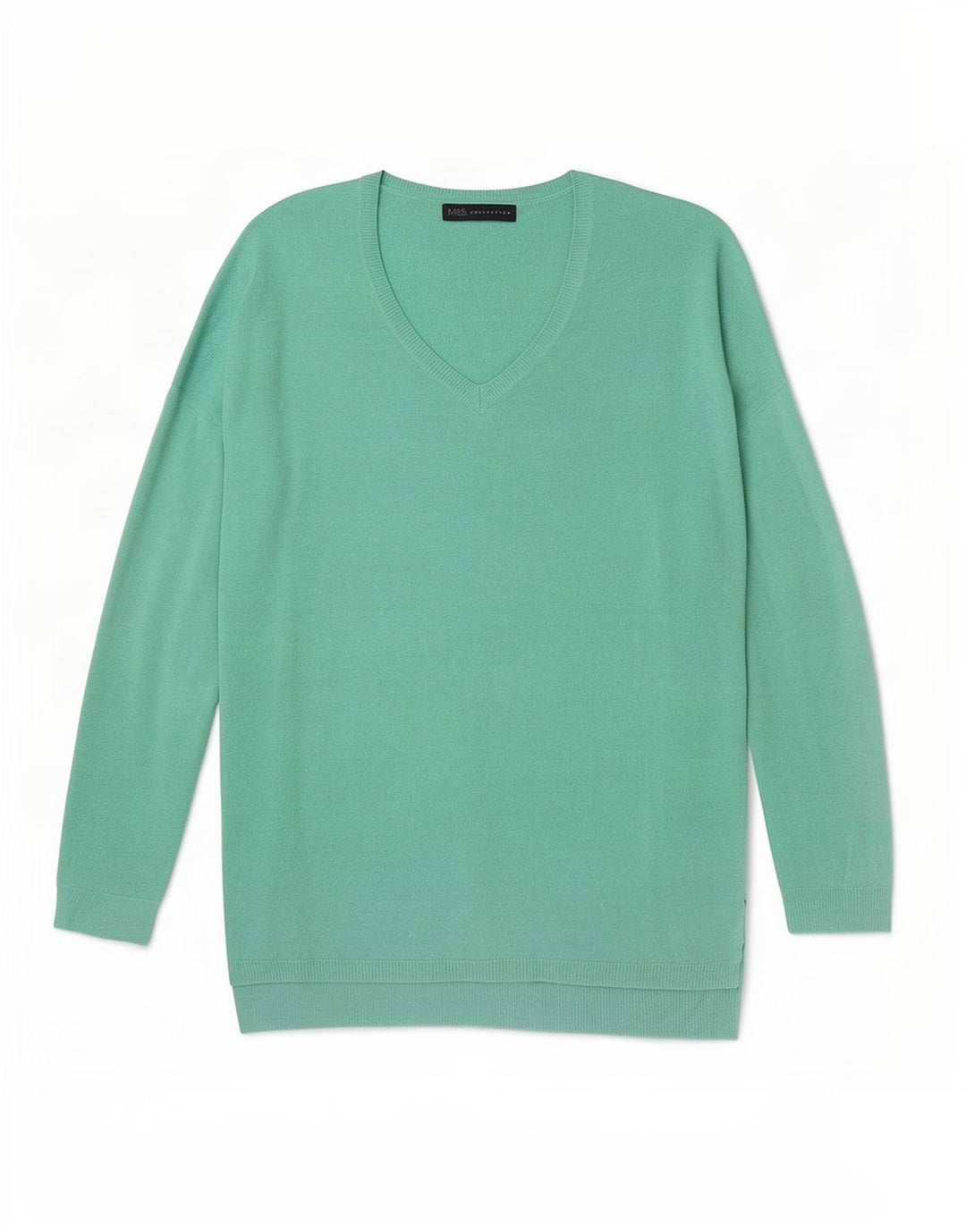 Marks & Spencer Womens Oversized V-Neck Jumper Sweater UK 10 Small Green
