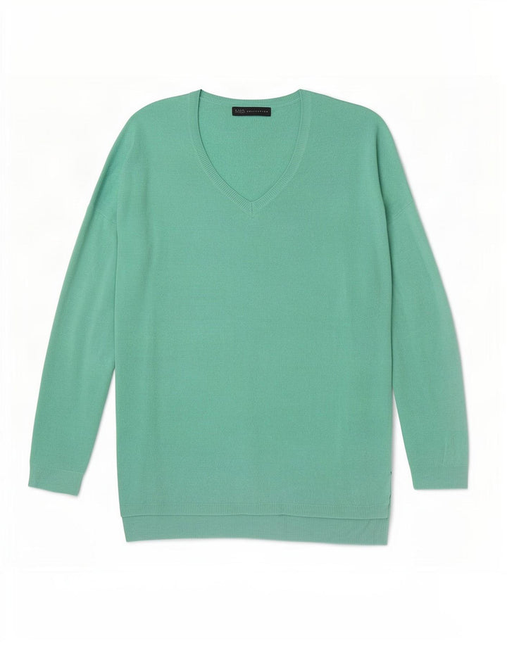Marks & Spencer Womens Oversized V-Neck Jumper Sweater UK 10 Small Green