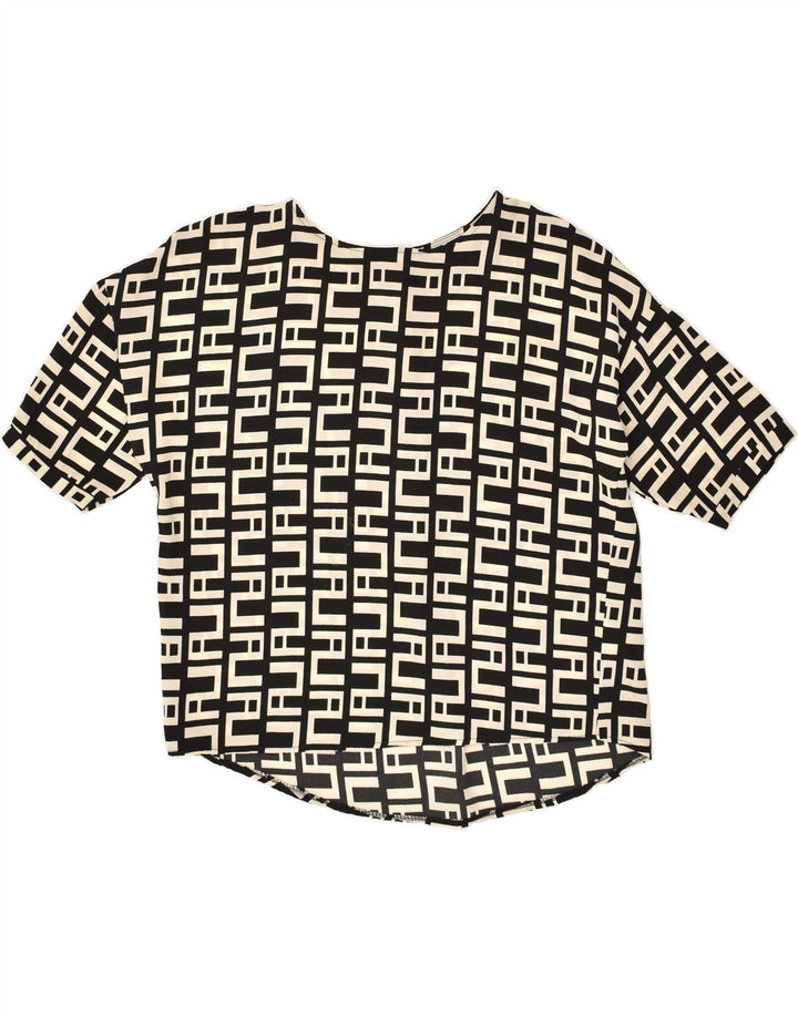 VINTAGE Womens Short Sleeve Blouse Top UK 16 Large Black Geometric Vintage Vintage and Second-Hand Vintage from Messina Hembry 