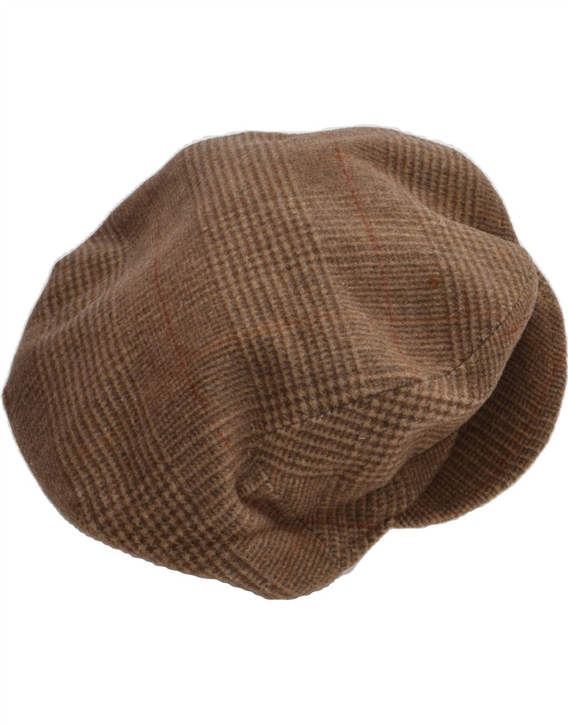 VINTAGE Mens Flat Cap Size 56 Medium Brown Check Wool | Vintage Vintage | Thrift | Second-Hand Vintage | Used Clothing | Messina Hembry 