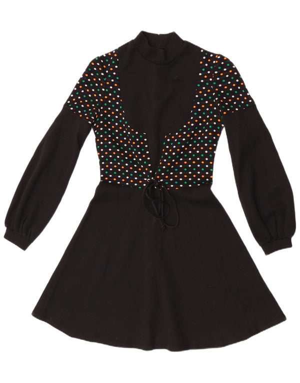 Vintage Womens Long Sleeve Jumper Dress IT 44 Medium Black Spotted