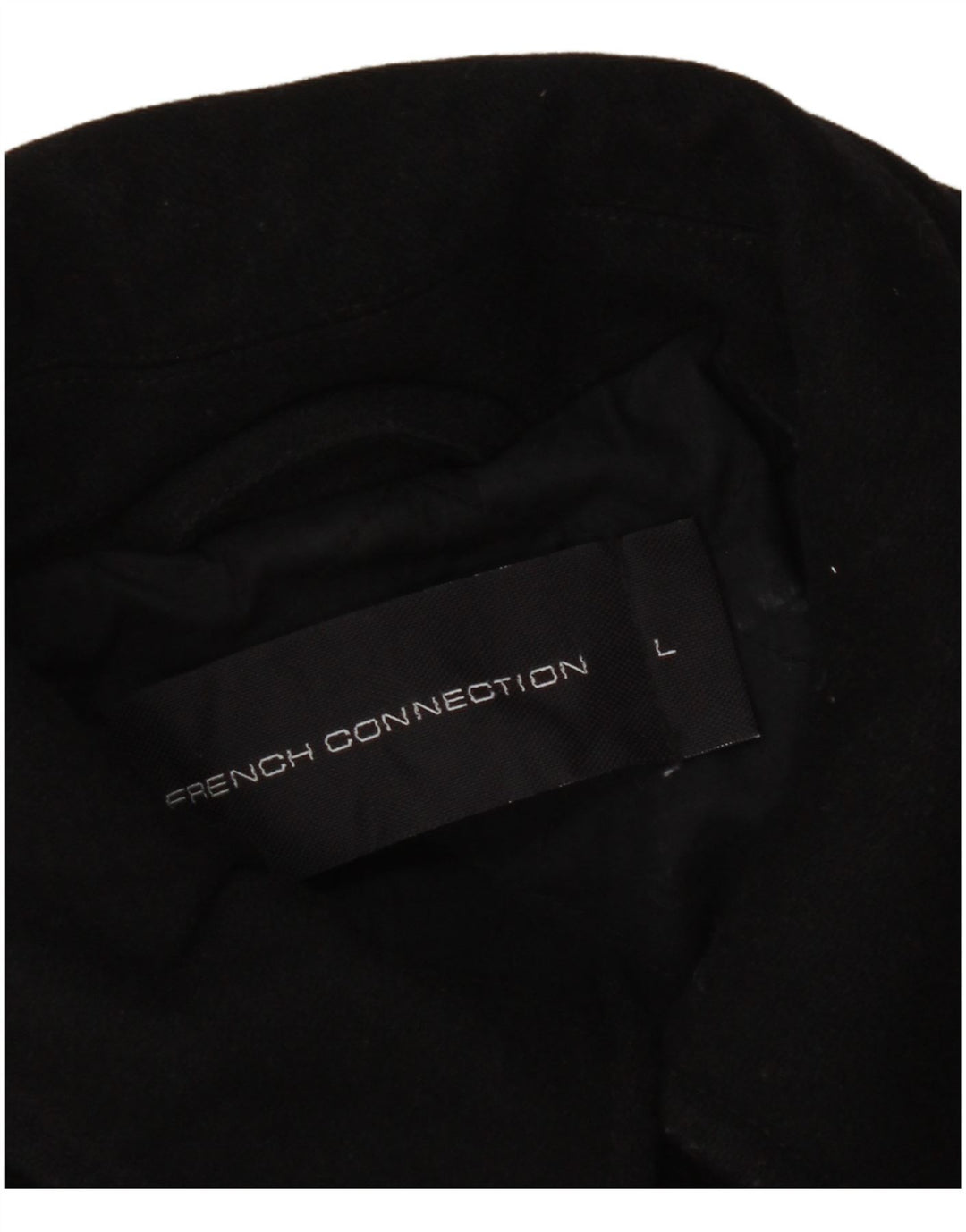 French Connection Mens Pea Coat UK 40 Large Black Wool