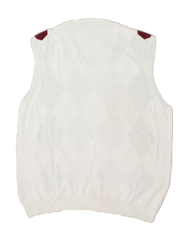 KAPPA Mens Vest Tank Top 2XL White Argyle/Diamond Cotton | Vintage Kappa | Thrift | Second-Hand Kappa | Used Clothing | Messina Hembry 