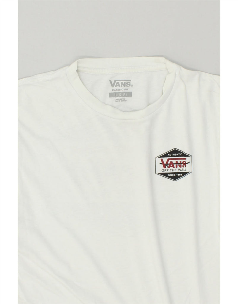 VANS Boys Classic Fit Graphic T-Shirt Top 12-13 Years Large  White Cotton | Vintage Vans | Thrift | Second-Hand Vans | Used Clothing | Messina Hembry 