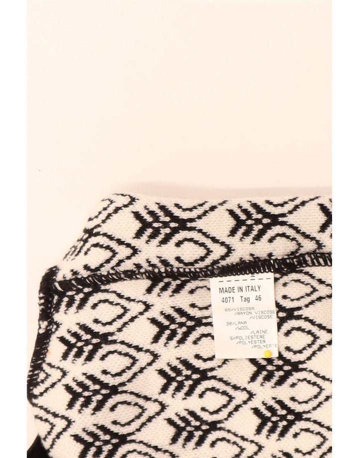 STIZZOLI Womens Longline Cardigan Sweater IT 46 Large White Geometric