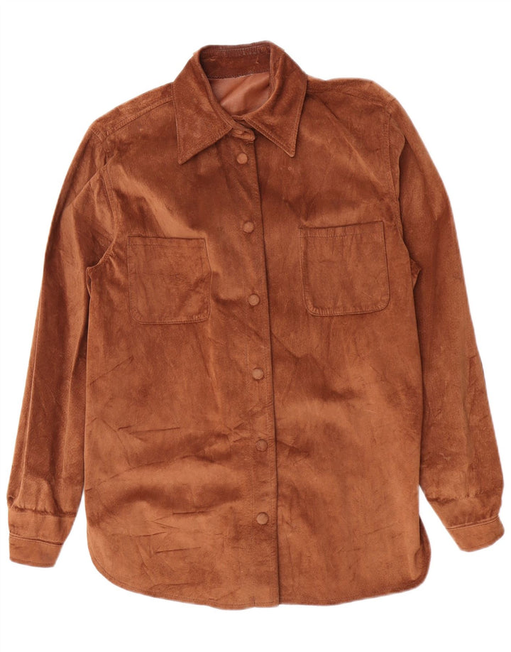 Vintage Womens Overshirt Suede Shirt UK 12 Medium Brown