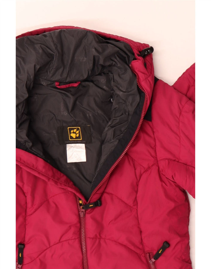 JACK WOLFSKIN Womens Hooded Padded Jacket UK 10 Small  Pink Colourblock