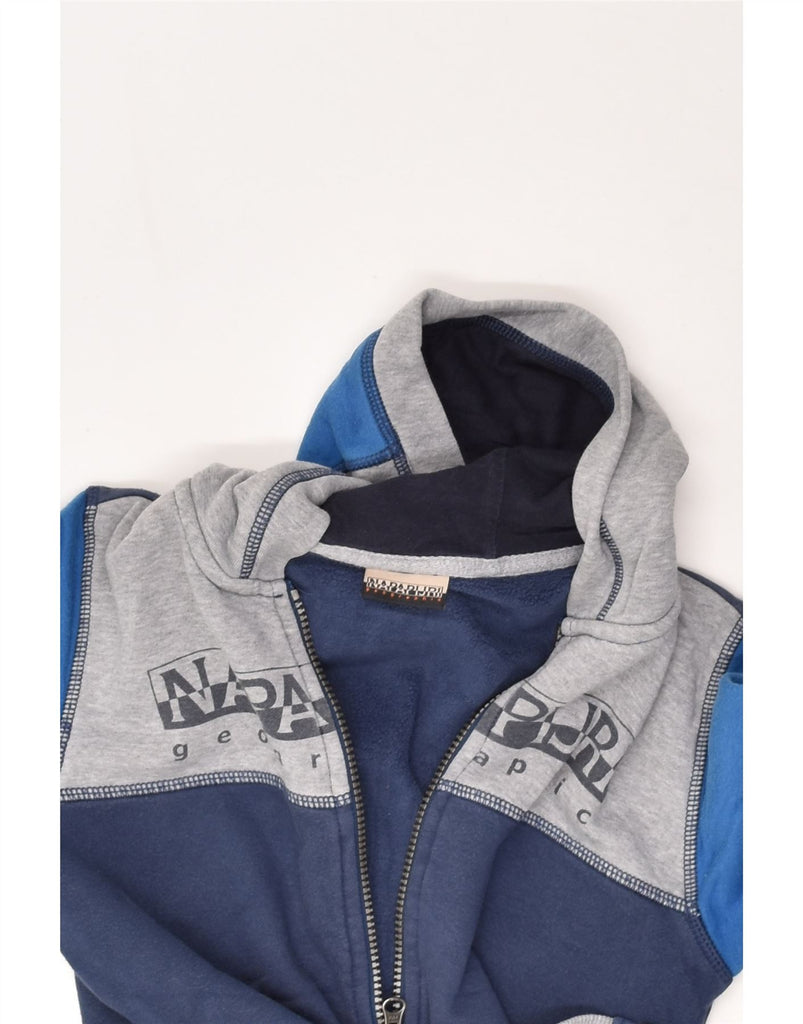 NAPAPIJRI Boys Graphic Zip Hoodie Sweater 9-10 Years Blue Colourblock | Vintage Napapijri | Thrift | Second-Hand Napapijri | Used Clothing | Messina Hembry 