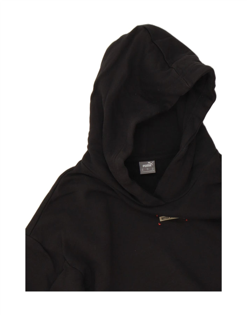 PUMA Womens Oversized Crop Hoodie Jumper UK 6 XS Black Cotton Vintage Puma and Second-Hand Puma from Messina Hembry 