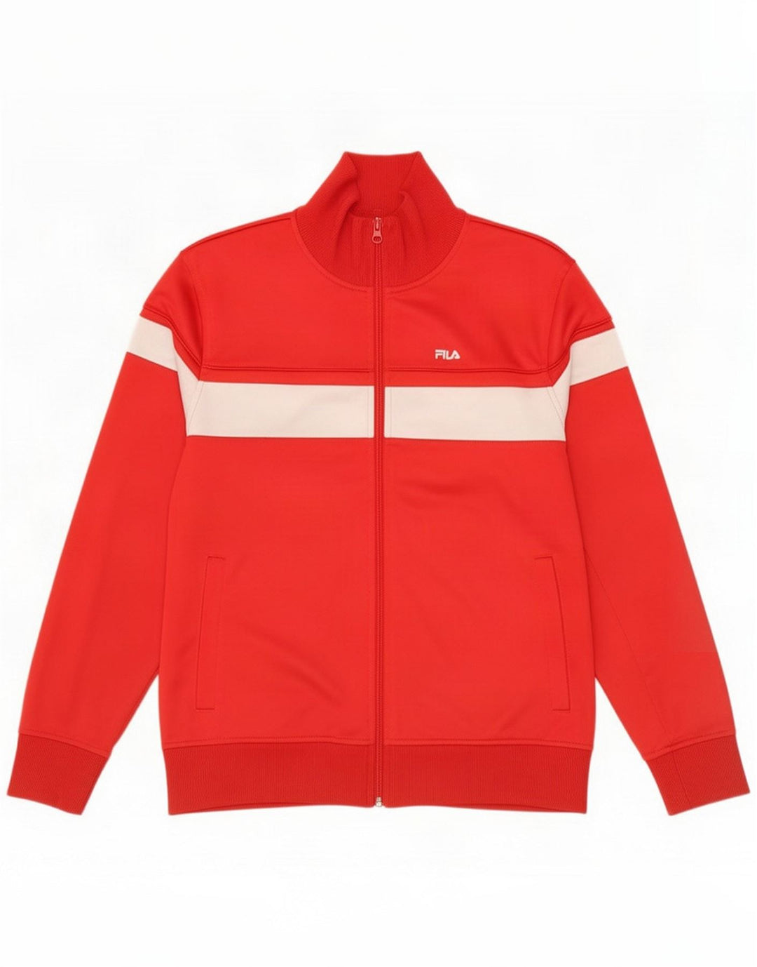 Fila Mens Tracksuit Top Jacket Small Red Colourblock Polyester