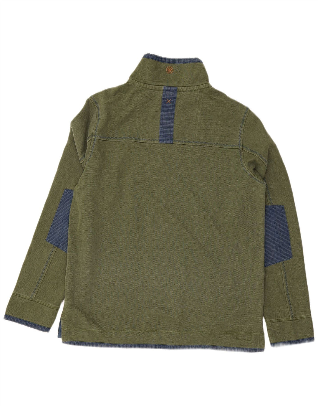 Fat Face Mens Zip Neck Sweatshirt Jumper Medium Green Colourblock Cotton