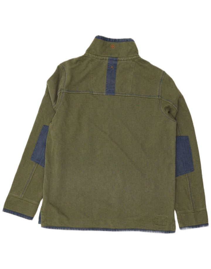 Fat Face Mens Zip Neck Sweatshirt Jumper Medium Green Colourblock Cotton