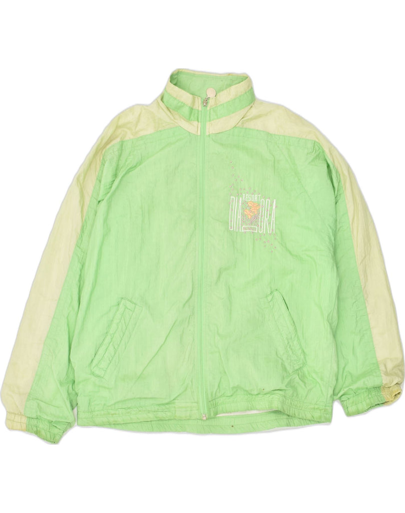 DIADORA Womens Bomber Jacket UK 18 XL Green Colourblock Polyester | Vintage Diadora | Thrift | Second-Hand Diadora | Used Clothing | Messina Hembry 