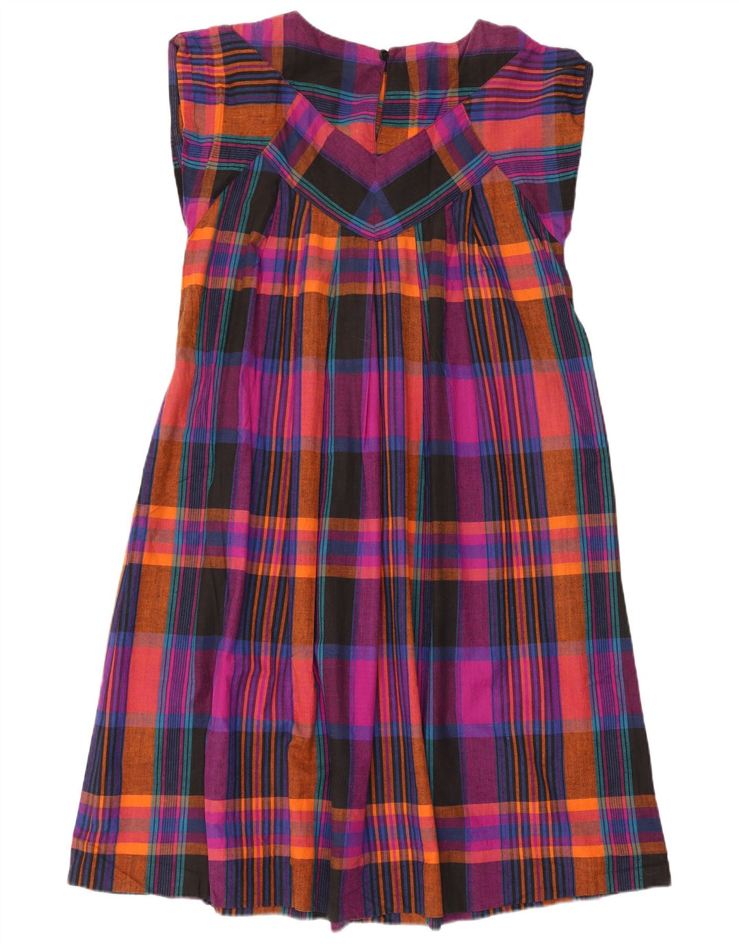 Vintage Womens Oversized Tent Dress EU 38 Medium Multicoloured Check Cotton