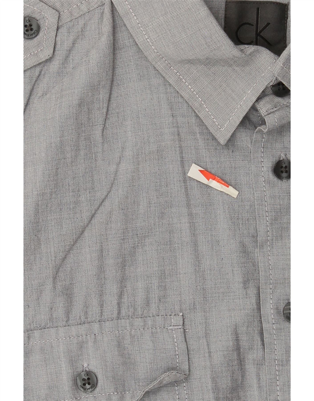 Calvin Klein Mens Short Sleeve Military Shirt Medium Grey Cotton
