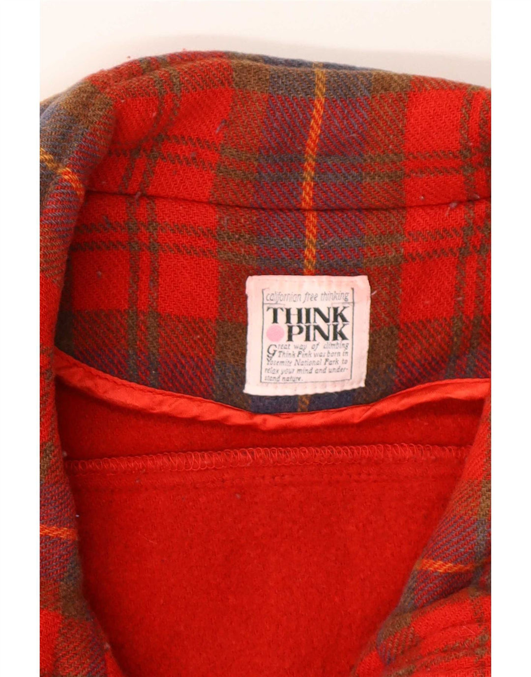 Think Pink Mens Windbreaker Coat IT 48 Medium Red Check Wool