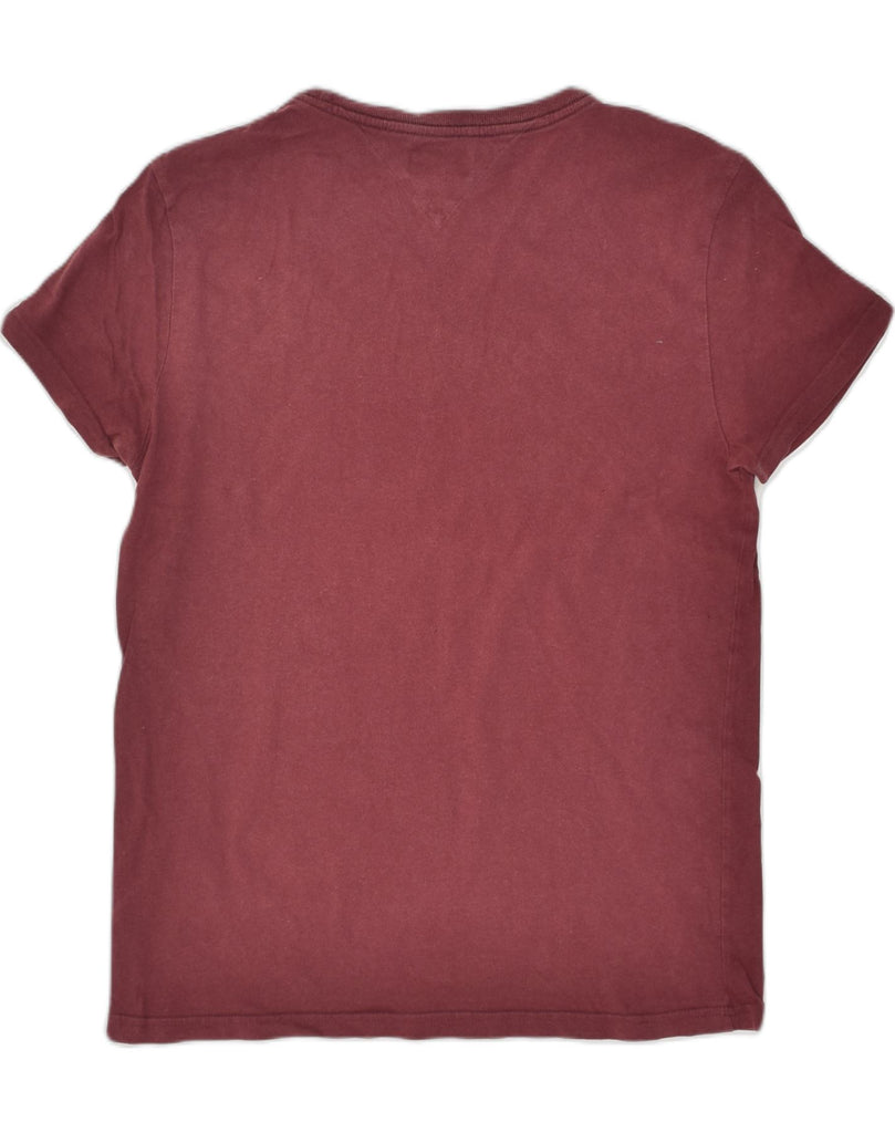 TOMMY HILFIGER Mens Graphic T-Shirt Top Small Burgundy Cotton | Vintage Tommy Hilfiger | Thrift | Second-Hand Tommy Hilfiger | Used Clothing | Messina Hembry 