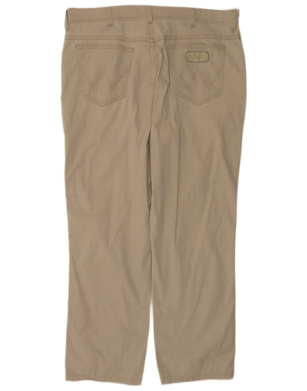 Wrangler Mens Texas Stretch Straight Casual Trousers W40 L30 Beige Cotton