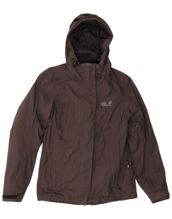Jack Wolfskin Womens Hooded Rain Jacket UK 8 Small Grey Polyamide