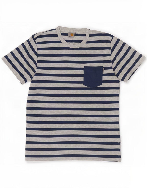 Carhartt Mens T-Shirt Top Medium Grey Striped Cotton