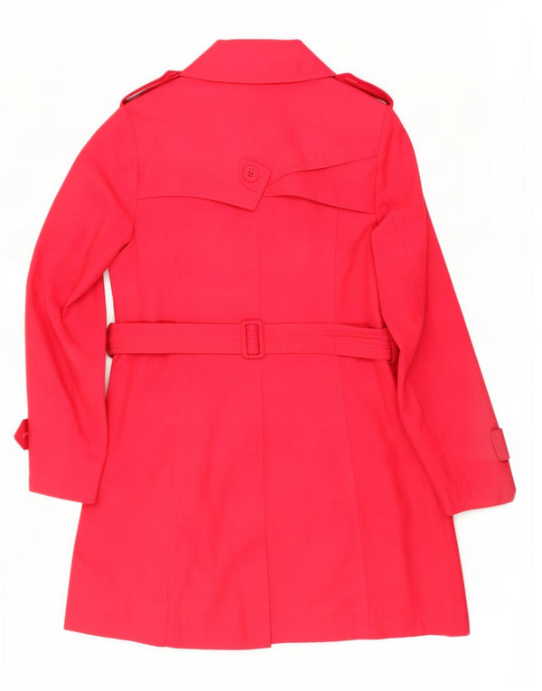 Dkny Womens Trench Coat UK 14 Medium Pink Cotton
