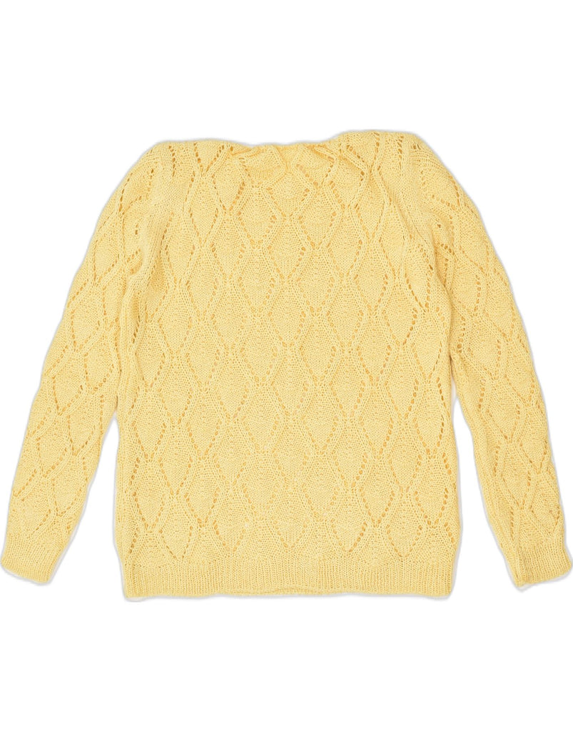 VINTAGE Womens Crew Neck Jumper Sweater UK 12 Medium Yellow | Vintage | Thrift | Second-Hand | Used Clothing | Messina Hembry 