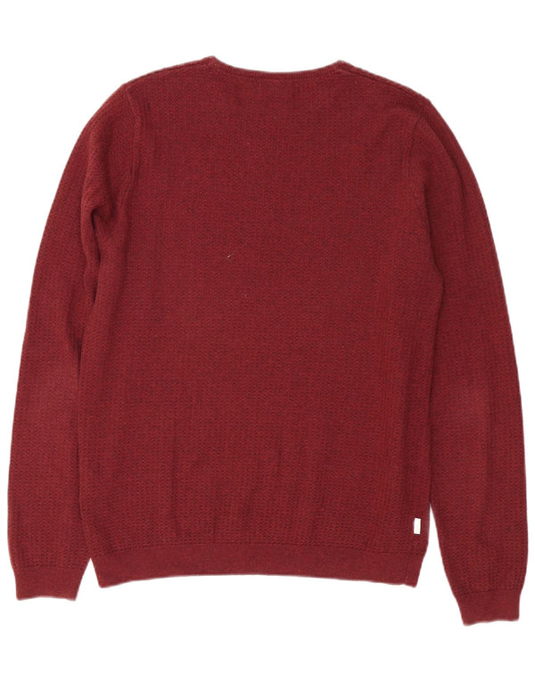 Fila Mens Crew Neck Jumper Sweater Small Burgundy Flecked Cotton