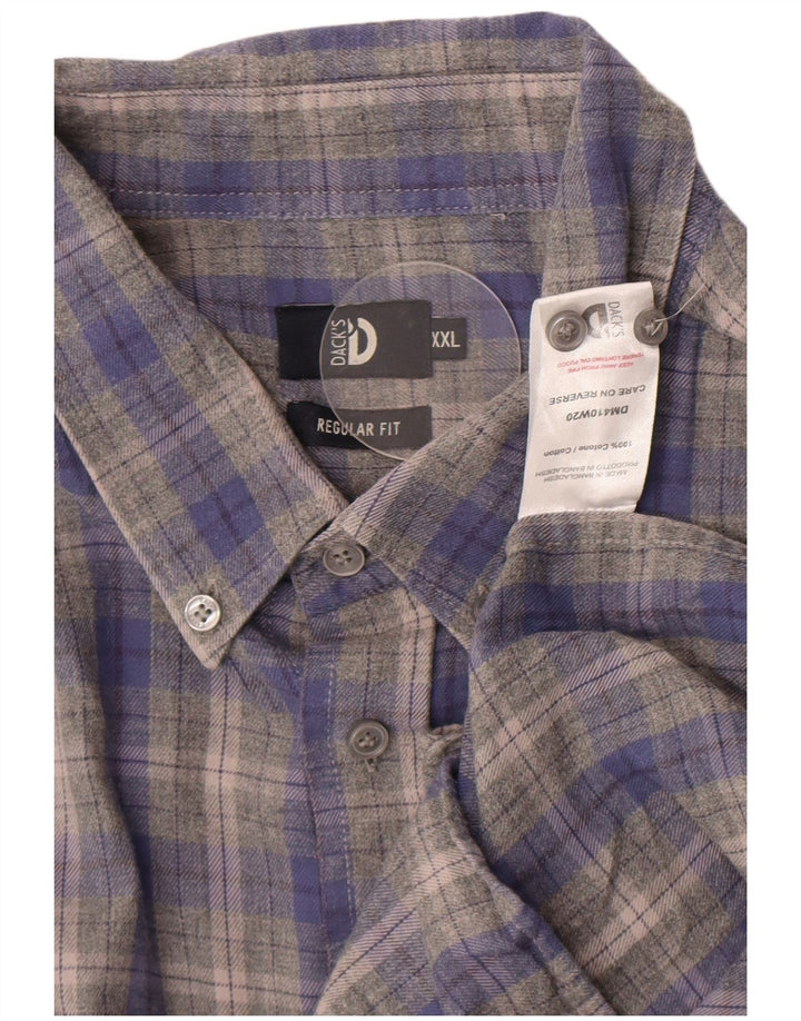Dack's Mens Regular Fit Flannel Shirt 2XL Blue Check Cotton