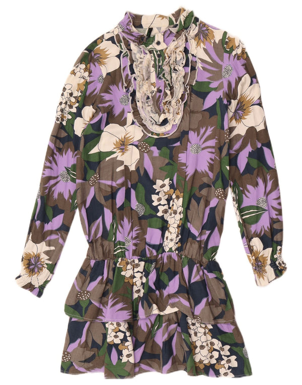 Benetton Girls Ruffle Front Drop Waist Dress 10-11 Years XL Multicoloured