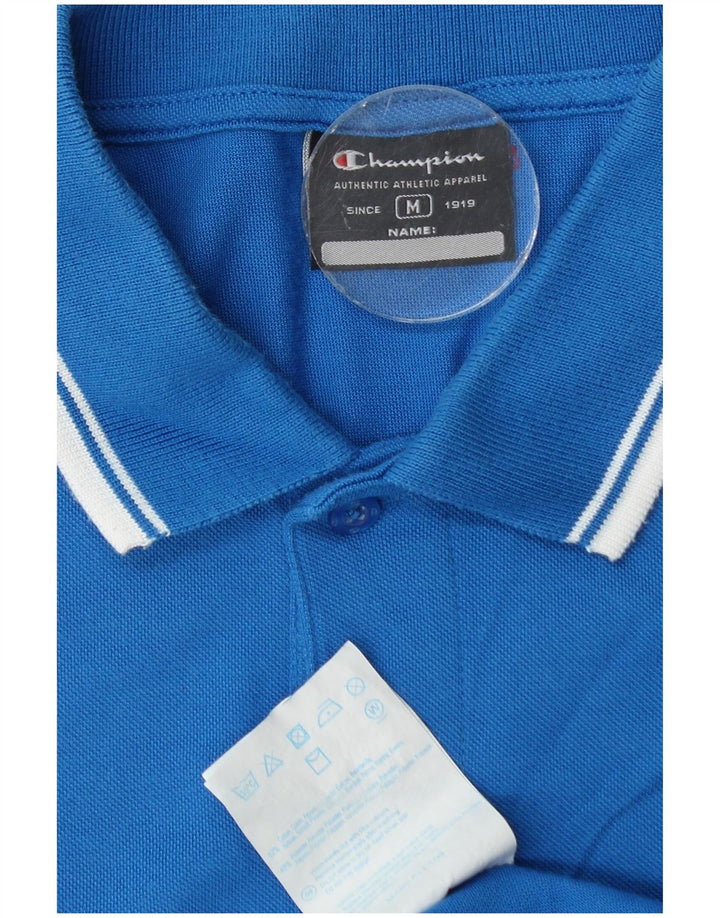 Champion Mens Graphic Polo Shirt Medium Blue Cotton
