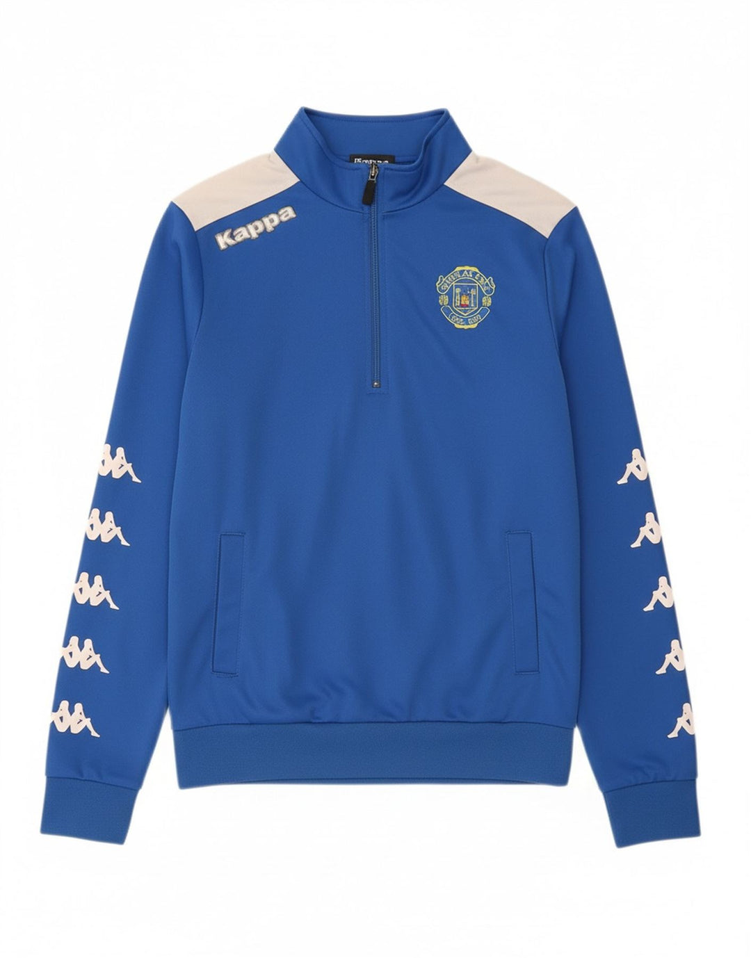 KAPPA Mens Graphic Zip Neck Sweatshirt Jumper Small Blue Colourblock