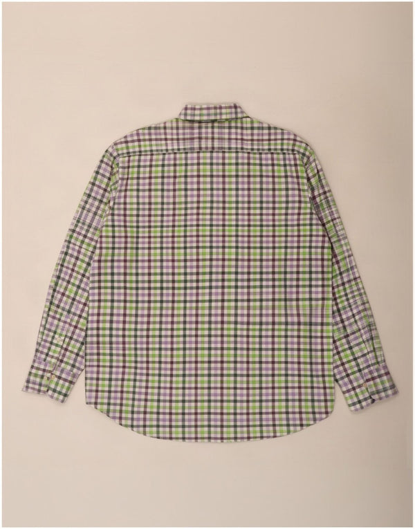 Fabio Inghirami Mens Flannel Shirt Size 43 17 XL Green Gingham