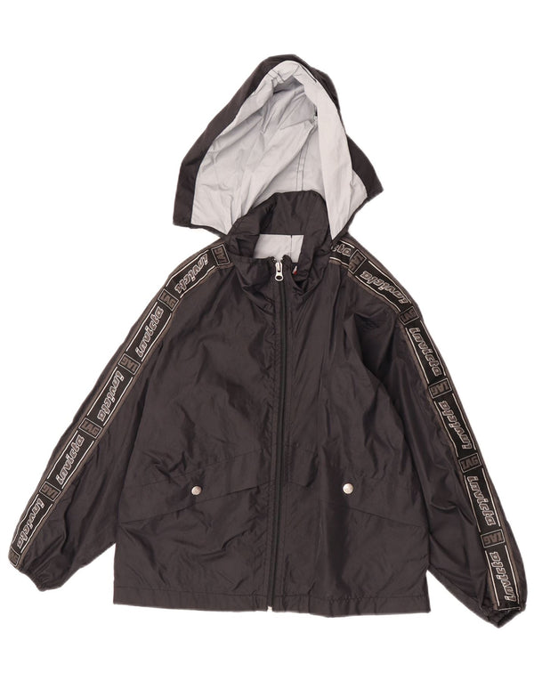 Invicta Boys Graphic Hooded Rain Jacket 7-8 Years Black Polyamide