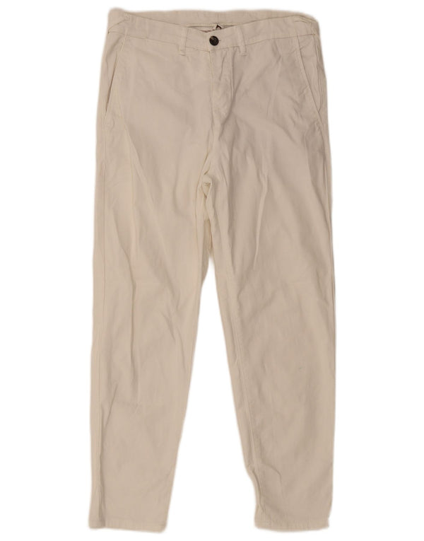 Zara Mens Cargo Slim Chino Trousers EU 38 Small W30 L26 Off White Cotton