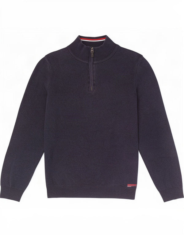 Superdry Mens Zip Neck Jumper Sweater XL Navy Blue Cotton