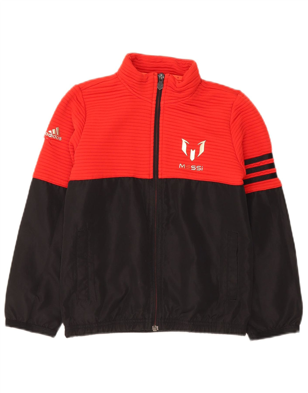 Adidas Boys MESSI Graphic Tracksuit Top Jacket 7-8 Years Red Colourblock
