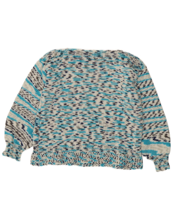 Vintage Womens Boat Neck Jumper Sweater UK 16 Large Blue Striped