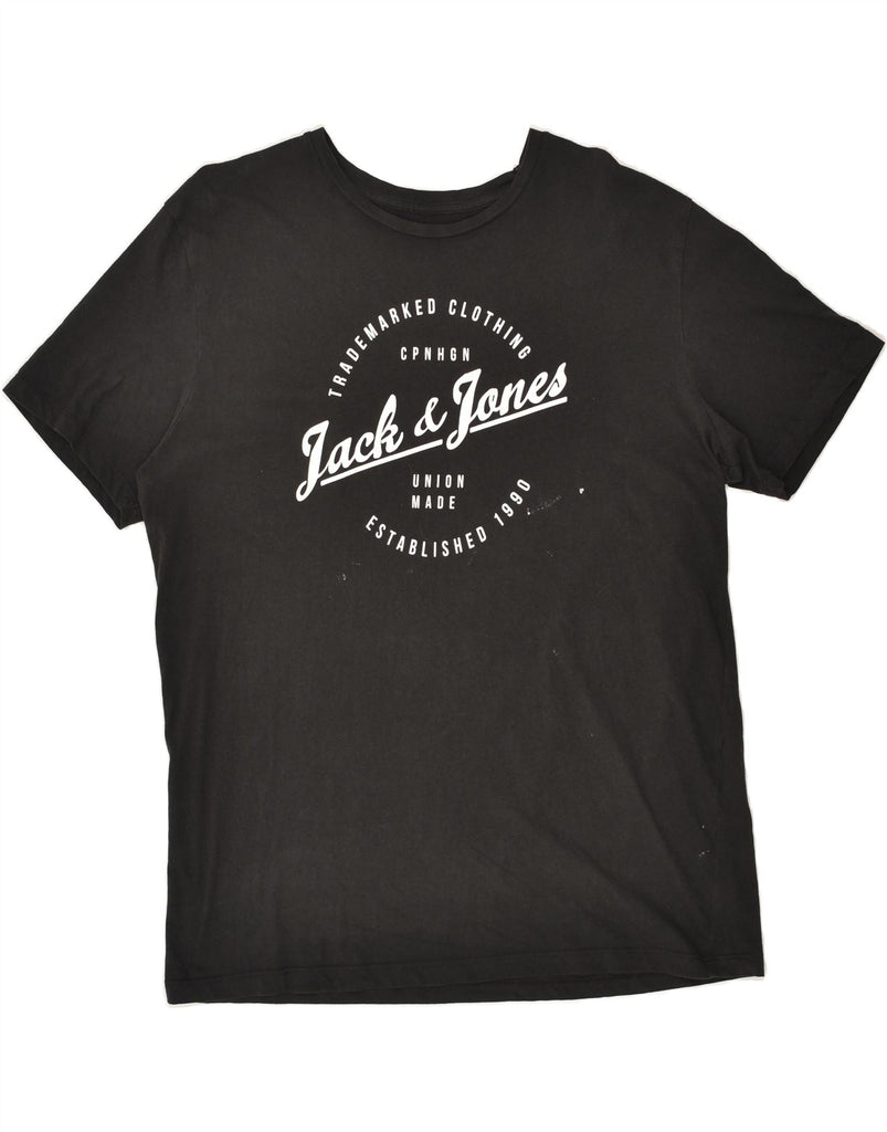 JACK & JONES Mens Graphic T-Shirt Top Large Black Cotton | Vintage Jack & Jones | Thrift | Second-Hand Jack & Jones | Used Clothing | Messina Hembry 