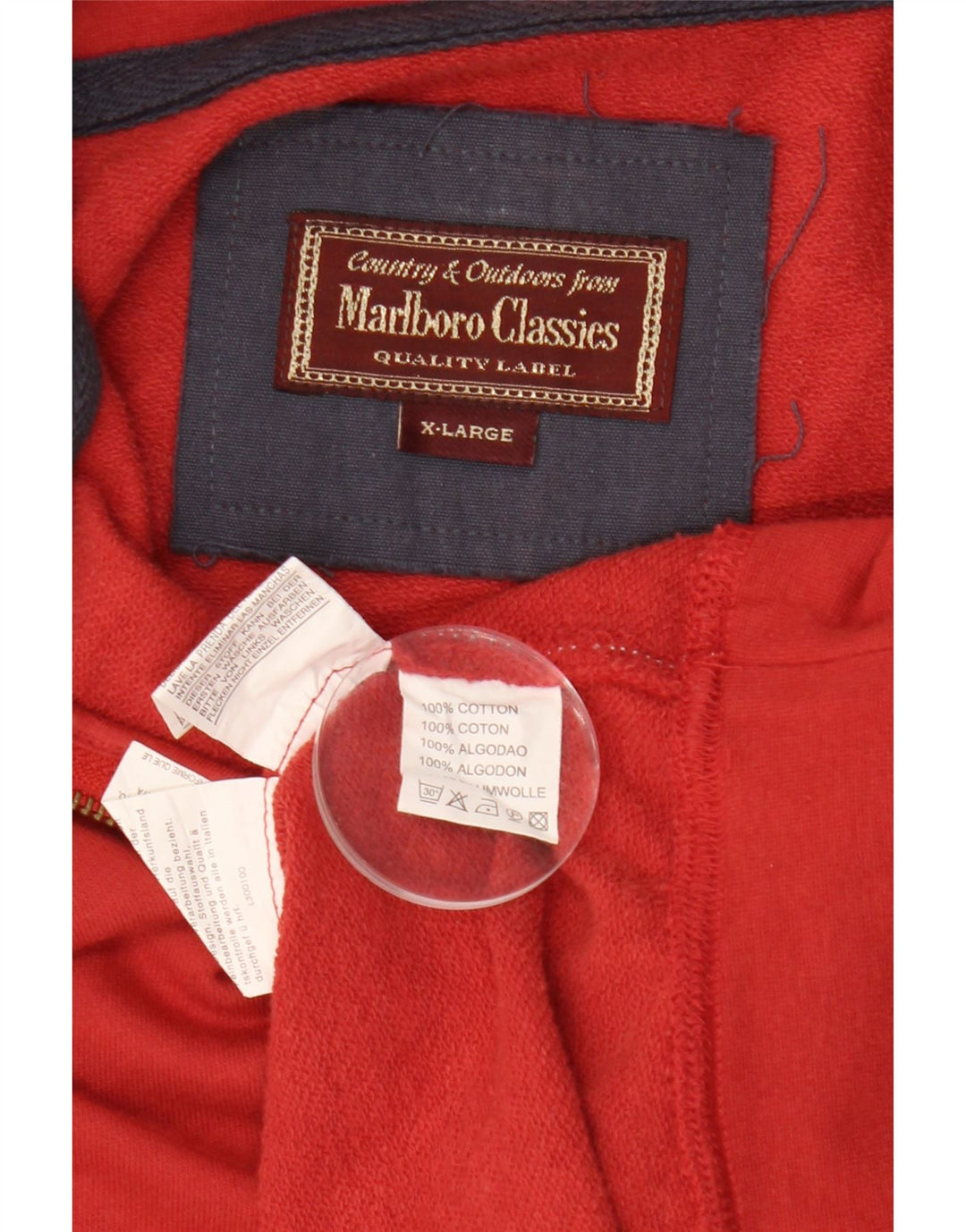 MARLBORO CLASSICS Mens Zip Neck Sweatshirt Jumper XL Red Cotton
