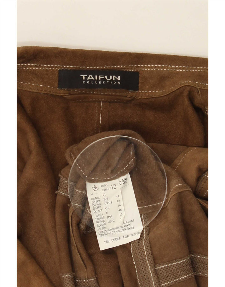 Taifun Womens Suede Blazer Jacket UK 16 Large Brown Leather