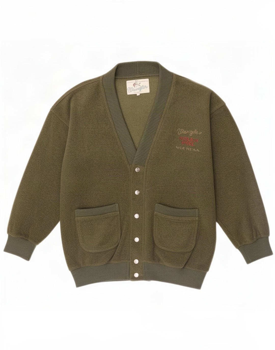Wrangler Mens Cardigan Sweater Medium Green Polyester