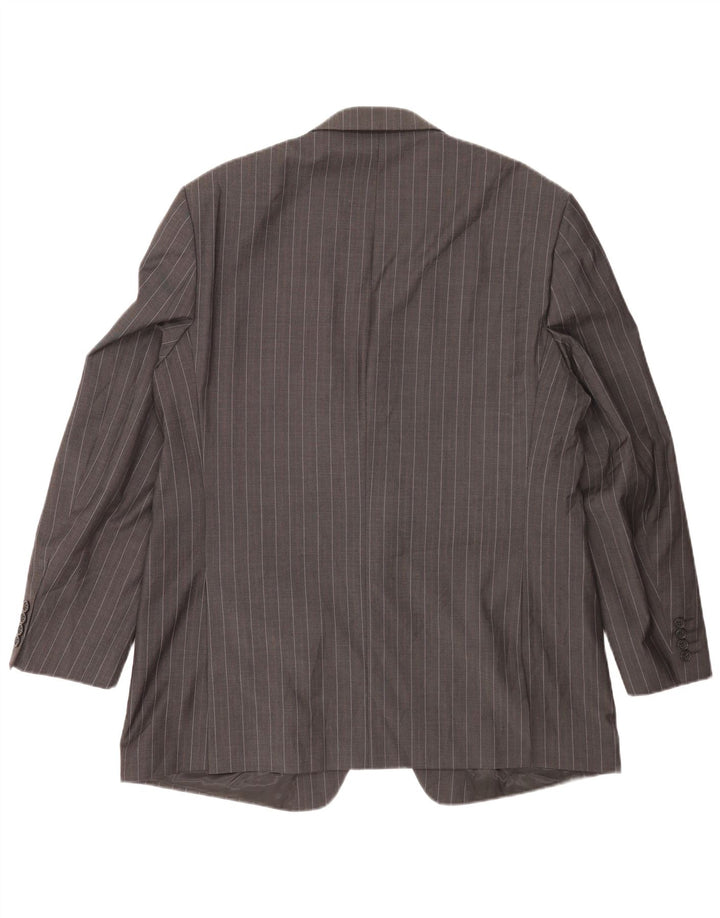 Marks & Spencer Mens 2 Button Blazer Jacket UK 46 XL Grey Pinstripe Wool