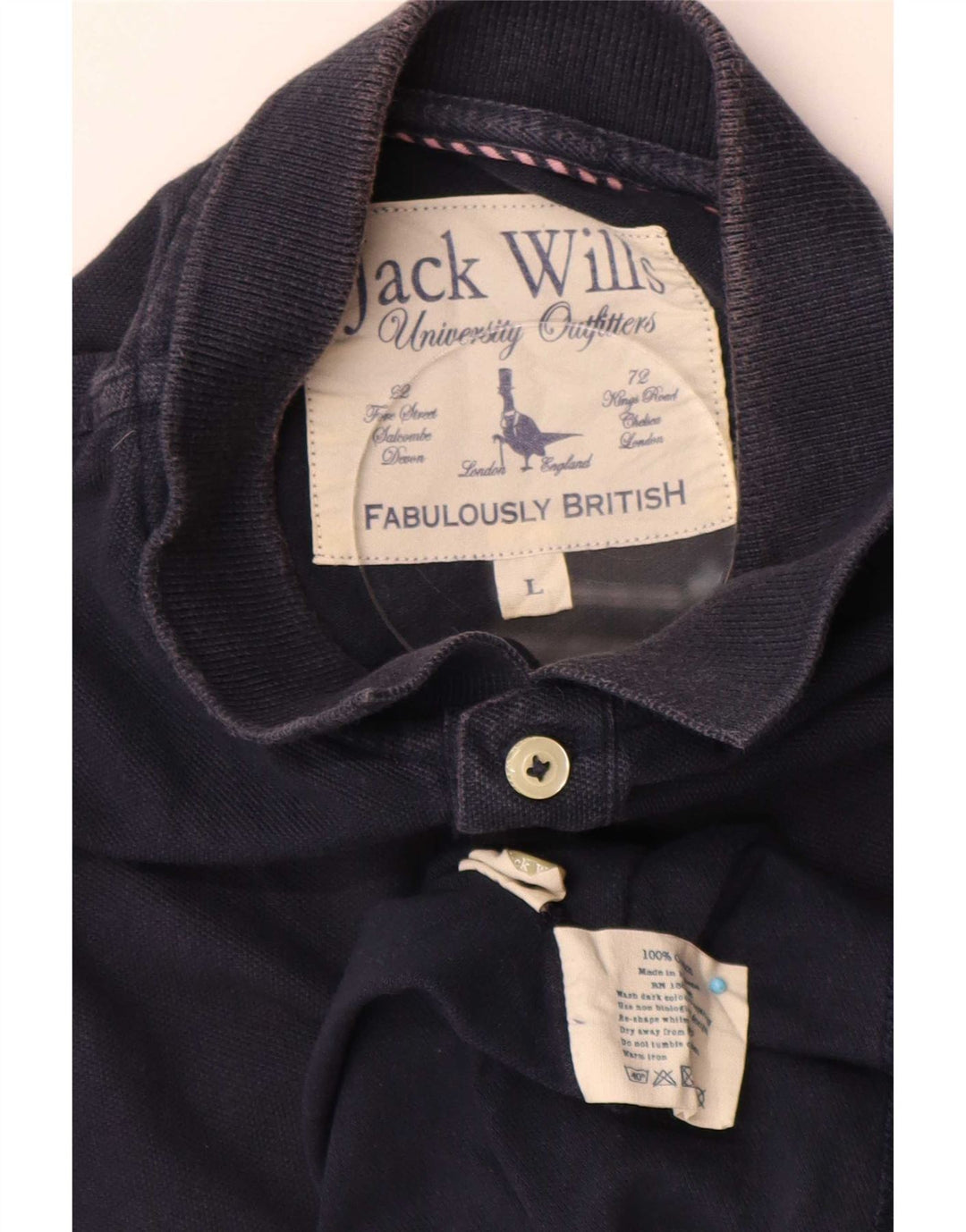 Jack Wills Mens Polo Shirt Large Navy Blue Cotton
