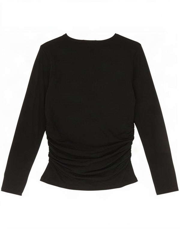 Marks & Spencer Womens Top Long Sleeve UK 14 Large Black Acrylic