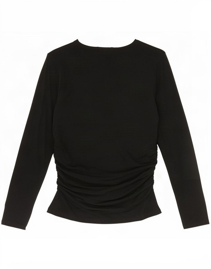 Marks & Spencer Womens Top Long Sleeve UK 14 Large Black Acrylic