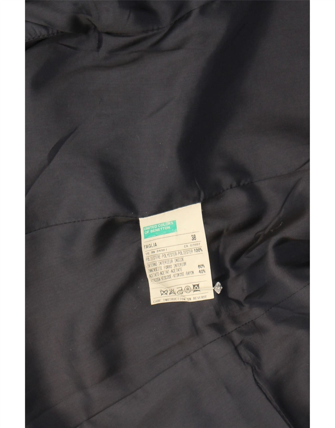 BENETTON Womens 3 Button Blazer Jacket IT 38 XS Navy Blue Polyester Vintage Benetton and Second-Hand Benetton from Messina Hembry 