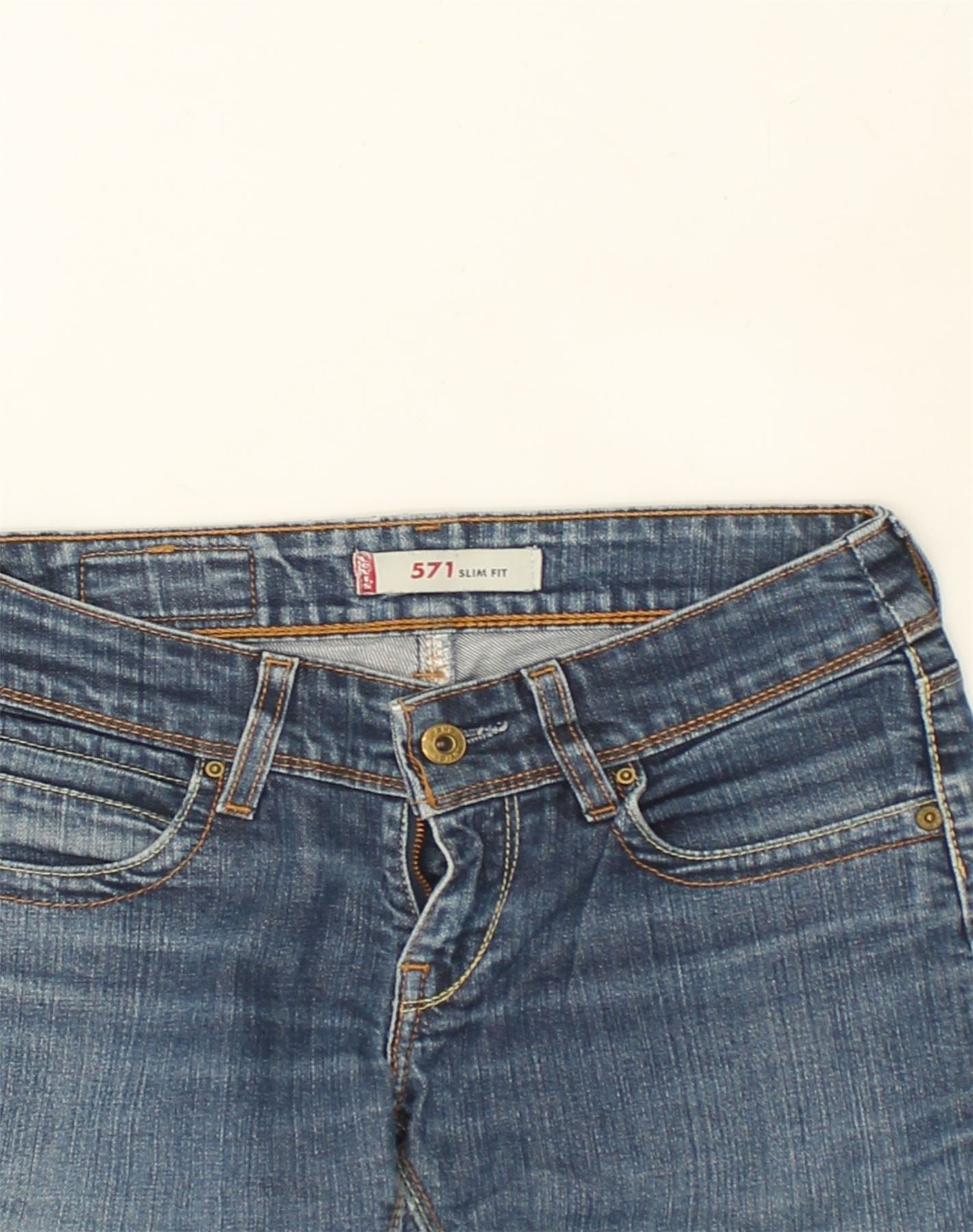 LEVI'S Womens 571 Slim Jeans W26 L32 Blue Cotton, Vintage & Second-Hand  Clothing Online