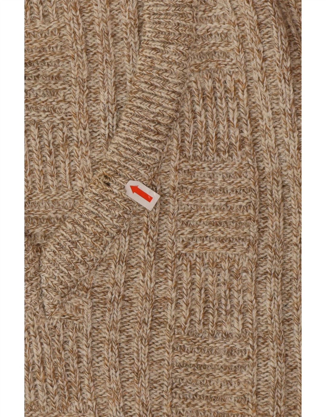 Vintage Mens V-Neck Jumper Sweater IT 52 Large Beige Wool